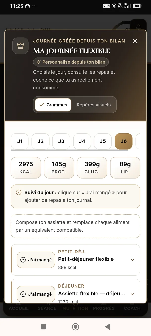 Journée nutritionnelle flexible